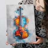 Violin Watercolor Mixed Color Art, Canvas Prints Wall Art Home Decor, Painting Canvas Art