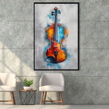 Violin Watercolor Mixed Color Art, Framed Canvas Prints Wall Art Decor, Floarting Frame Painting Canvas Art