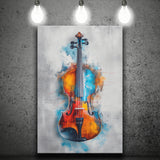 Violin Watercolor Mixed Color Art, Canvas Prints Wall Art Home Decor, Painting Canvas Art