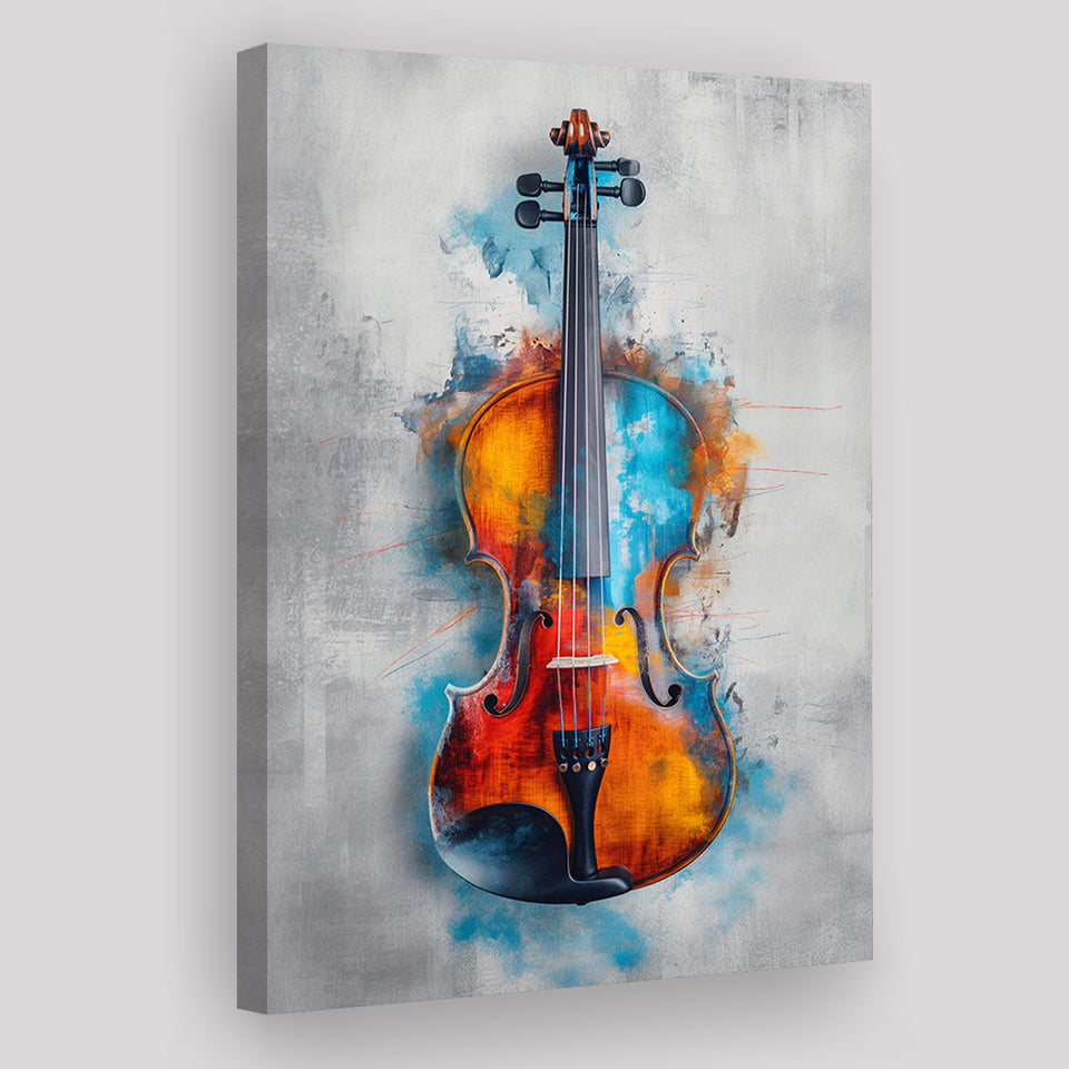 Violin Watercolor Mixed Color Art, Canvas Prints Wall Art Home Decor, Painting Canvas Art