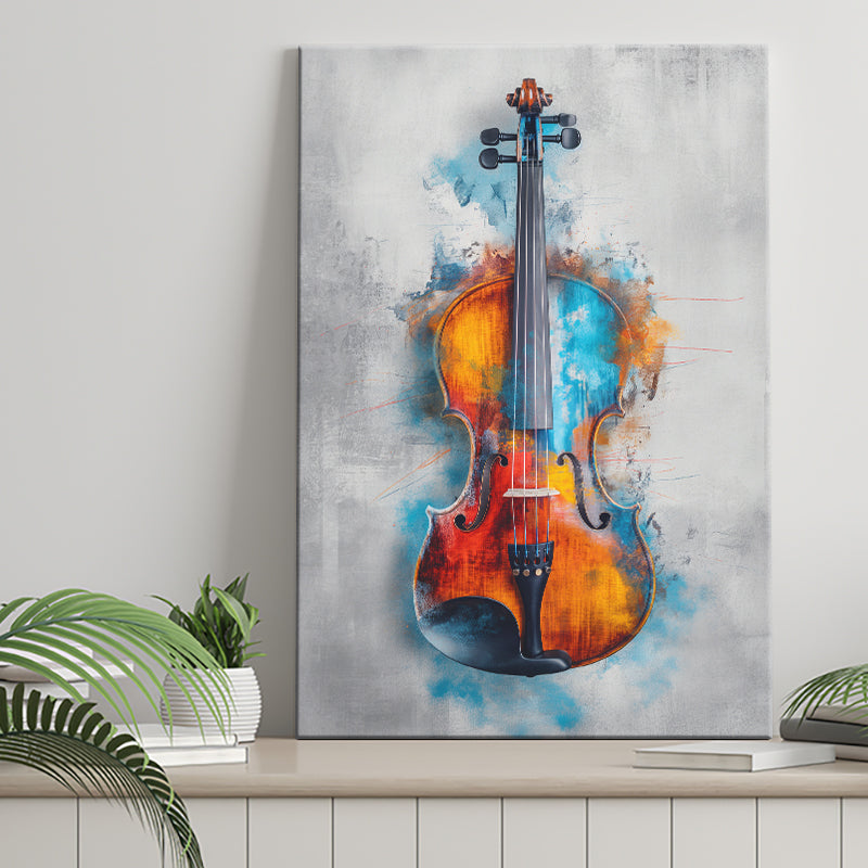 Violin Watercolor Mixed Color Art, Canvas Prints Wall Art Home Decor, Painting Canvas Art