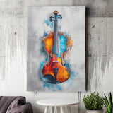 Violin Watercolor Mixed Color Art, Canvas Prints Wall Art Home Decor, Painting Canvas Art