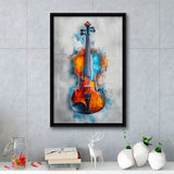 Violin Watercolor Mixed Color Art, Framed Canvas Prints Wall Art Decor, Floarting Frame Painting Canvas Art