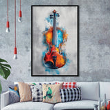 Violin Watercolor Mixed Color Art, Framed Art Prints Wall Decor, Picture Framed Painting