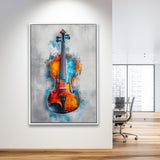 Violin Watercolor Mixed Color Art, Framed Canvas Prints Wall Art Decor, Floarting Frame Painting Canvas Art