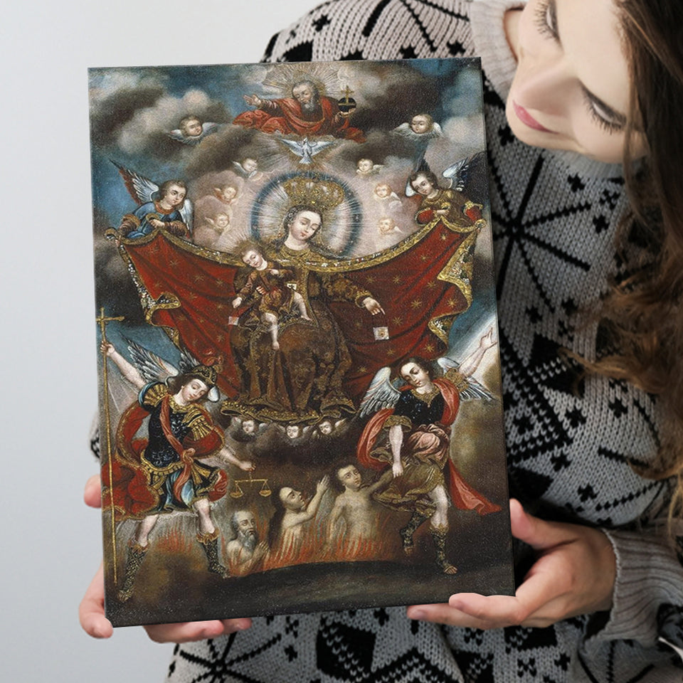 Virgin Of Carmel Saving Souls In Purgatory Wall Decor, Home Decor Art, Canvas Painting, Canvas Print Wall Art Decor