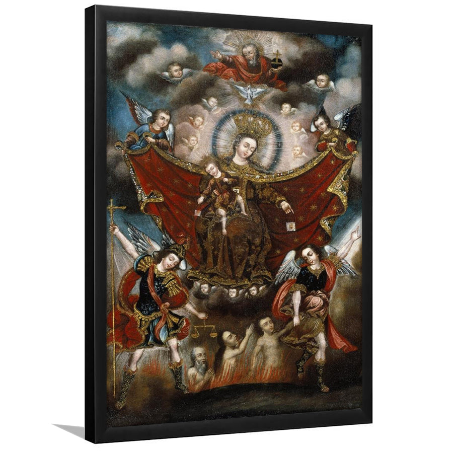 Virgin Of Carmel Saving Souls In Purgatory Wall Decor, Home Decor Art,Framed Art Prints Wall Decor, Picture Framed