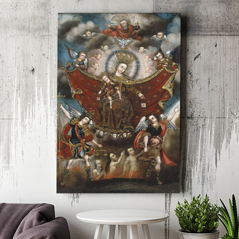 Virgin Of Carmel Saving Souls In Purgatory Wall Decor, Home Decor Art, Canvas Painting, Canvas Print Wall Art Decor
