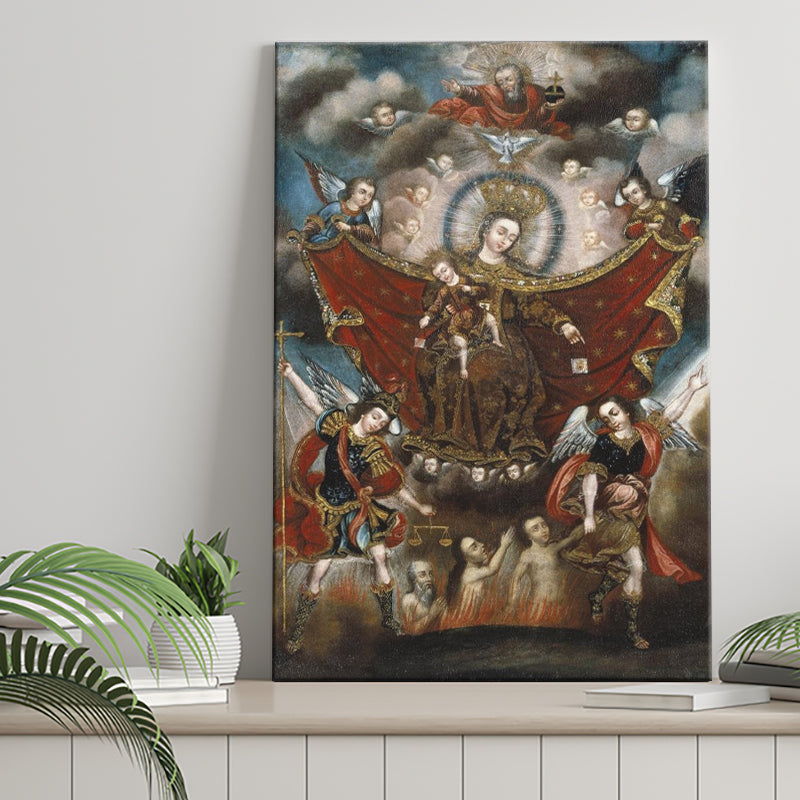 Virgin Of Carmel Saving Souls In Purgatory Wall Decor, Home Decor Art, Canvas Painting, Canvas Print Wall Art Decor