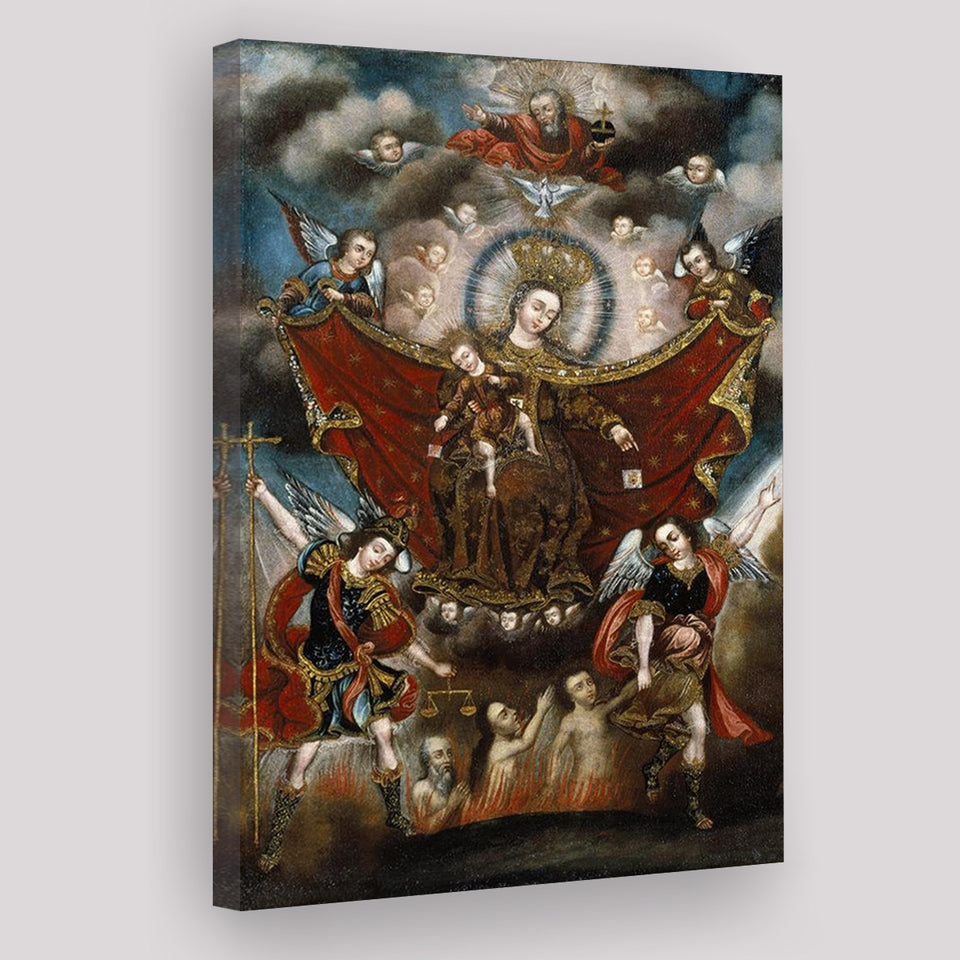 Virgin Of Carmel Saving Souls In Purgatory Wall Decor, Home Decor Art, Canvas Painting, Canvas Print Wall Art Decor
