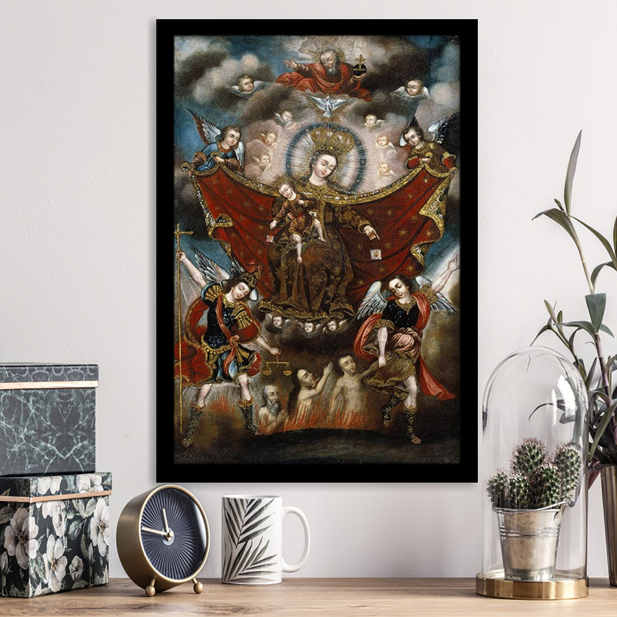 Virgin Of Carmel Saving Souls In Purgatory Wall Decor, Home Decor Art,Framed Art Prints Wall Decor, Picture Framed