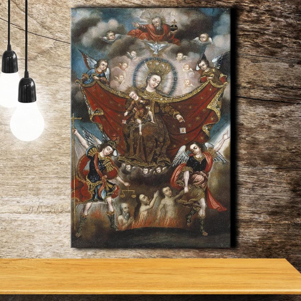 Virgin Of Carmel Saving Souls In Purgatory Wall Decor, Home Decor Art, Canvas Painting, Canvas Print Wall Art Decor
