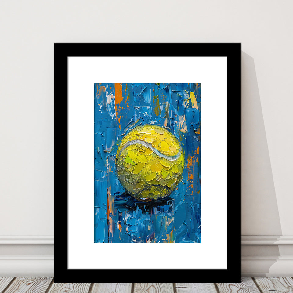 Vivid Impact Abstract, Tennis Ball Art, Modern Sports Wall Decor Tennis Art Print, Framed Art Print White Border