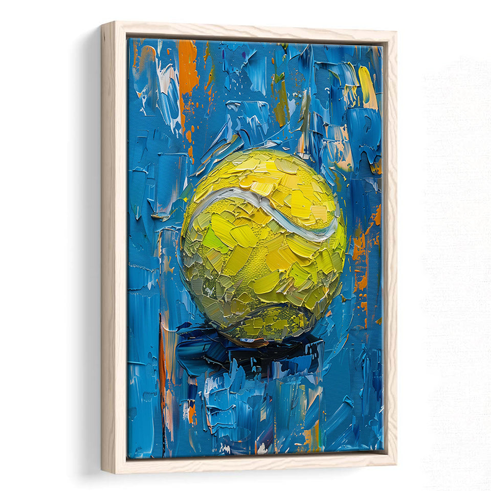 Vivid Impact Abstract, Tennis Ball Art, Modern Sports Wall Decor Tennis Art Print, Framed Canvas Print, Floating Frame
