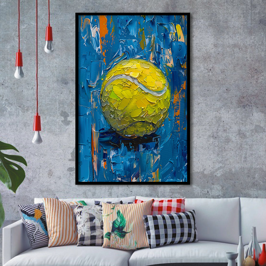 Vivid Impact Abstract, Tennis Ball Art, Modern Sports Wall Decor Tennis Art Print, Framed Art Print, Fine Art Wall Decor