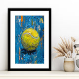 Vivid Impact Abstract, Tennis Ball Art, Modern Sports Wall Decor Tennis Art Print, Framed Art Print White Border