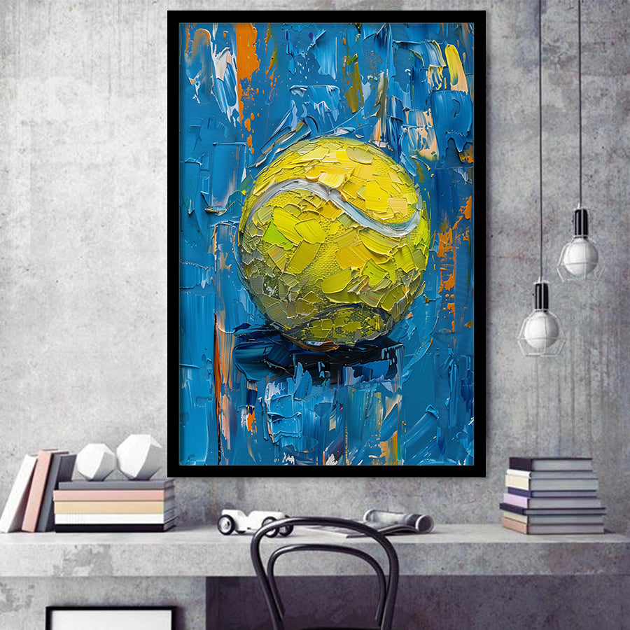 Vivid Impact Abstract, Tennis Ball Art, Modern Sports Wall Decor Tennis Art Print, Framed Art Print, Fine Art Wall Decor