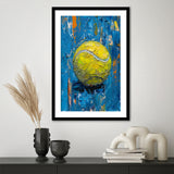 Vivid Impact Abstract, Tennis Ball Art, Modern Sports Wall Decor Tennis Art Print, Framed Art Print White Border