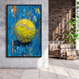 Vivid Impact Abstract, Tennis Ball Art, Modern Sports Wall Decor Tennis Art Print, Framed Canvas Print, Floating Frame