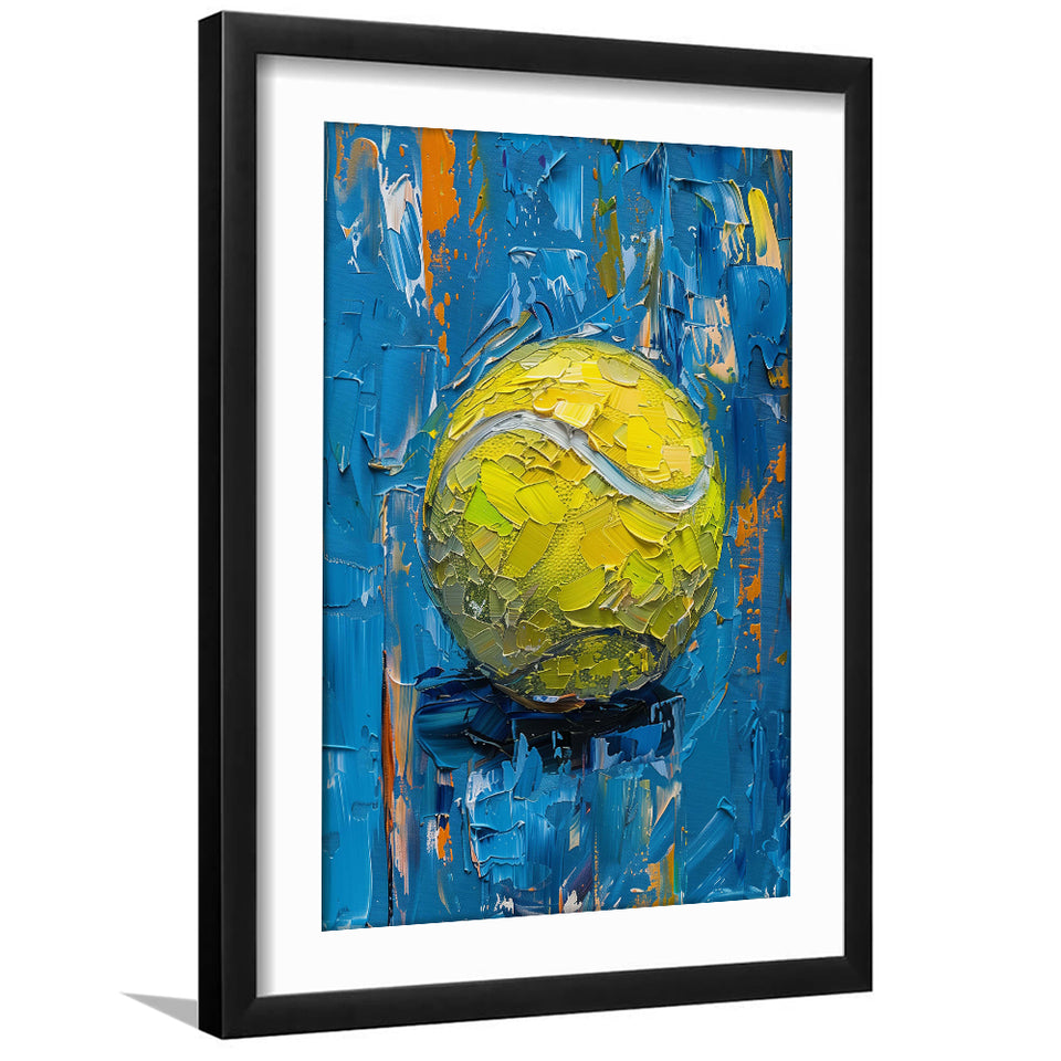 Vivid Impact Abstract, Tennis Ball Art, Modern Sports Wall Decor Tennis Art Print, Framed Art Print White Border