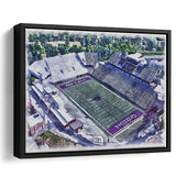 Washington-Grizzly Stadium WaterColor Framed Canvas Prints, Missoula Montana Watercolor, Stadium Art Gifts, Floating Frame