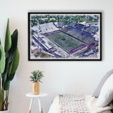 Washington-Grizzly Stadium WaterColor Framed Canvas Prints, Missoula Montana Watercolor, Stadium Art Gifts, Floating Frame