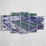 Washington-Grizzly Stadium WaterColor 5 Panels Mix Canvas Prints, Missoula Montana Watercolor, Large Stadium Canvas