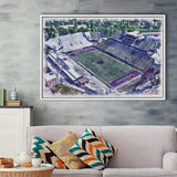 Washington-Grizzly Stadium WaterColor Framed Canvas Prints, Missoula Montana Watercolor, Stadium Art Gifts, Floating Frame