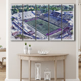 Washington-Grizzly Stadium WaterColor 5 Panels B Mixed Canvas Prints, Extra Large, Missoula Montana Watercolor