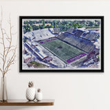Washington-Grizzly Stadium WaterColor Framed Canvas Prints, Missoula Montana Watercolor, Stadium Art Gifts, Floating Frame