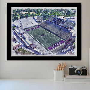 Washington-Grizzly Stadium WaterColor Framed Art Prints, Missoula Montana Watercolor, Stadium Art Gifts