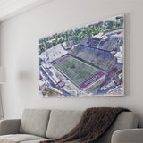 Washington-Grizzly Stadium WaterColor Canvas Prints, Missoula Montana Watercolor, Stadium Art Gifts