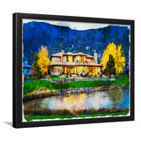 Watercolor Genoa Lakes Ranch Golf Course Light Night, Golf Art, Gift for him, Framed Art Prints Wall Decor