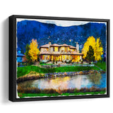 Watercolor Genoa Lakes Ranch Golf Course Light Night, Golf Art Print, Gift for him, Framed Canvas Prints Wall Art