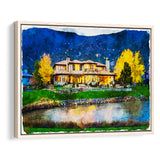 Watercolor Genoa Lakes Ranch Golf Course Light Night, Golf Art Print, Gift for him, Framed Canvas Prints Wall Art