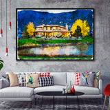 Watercolor Genoa Lakes Ranch Golf Course Light Night, Golf Art Print, Gift for him, Framed Canvas Prints Wall Art