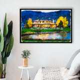 Watercolor Genoa Lakes Ranch Golf Course Light Night, Golf Art Print, Gift for him, Framed Canvas Prints Wall Art