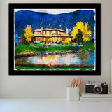 Watercolor Genoa Lakes Ranch Golf Course Light Night, Golf Art, Gift for him, Framed Art Prints Wall Decor