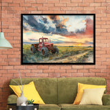 Watercolor Old Tractor And Pastel Clouds Painting, Painting Art, Framed Art Print Wall Art Home Decor
