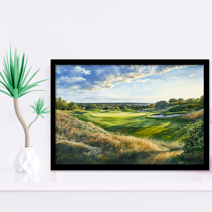 Watercolor Painting National Golf Links Of America, Golf Art, Gift for him, Framed Art Prints Wall Decor