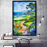 Watercolor Painting Pebble Beach Golf Course, Golf Art, Gift for him, Framed Art Print Wall Decor