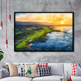 Watercolor Painting Pebble Beach Golf Links Aerial V1, Golf Art, Gift for him, Framed Art Prints Wall Decor