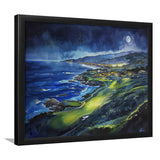 Watercolor Painting Pebble Beach Golf Links Aerial V2, Golf Art, Gift for him, Framed Art Prints Wall Decor