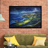 Watercolor Painting Pebble Beach Golf Links Aerial V2, Golf Art, Gift for him, Framed Art Prints Wall Decor