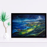 Watercolor Painting Pebble Beach Golf Links Aerial V2, Golf Art, Gift for him, Framed Art Prints Wall Decor