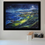Watercolor Painting Pebble Beach Golf Links Aerial V2, Golf Art, Gift for him, Framed Art Prints Wall Decor