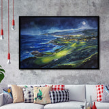 Watercolor Painting Pebble Beach Golf Links Aerial V2, Golf Art, Gift for him, Framed Art Prints Wall Decor
