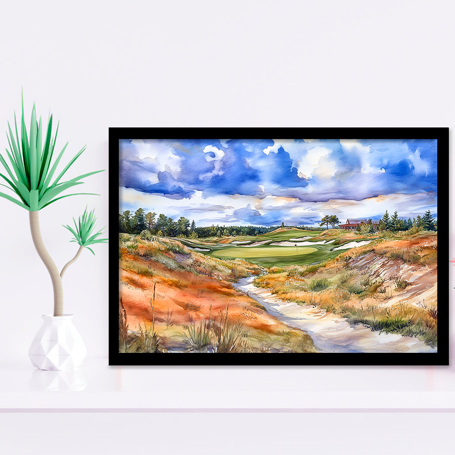 Watercolor Painting Sand Valley Golf Resort V2, Golf Art, Gift for him, Framed Art Prints Wall Decor