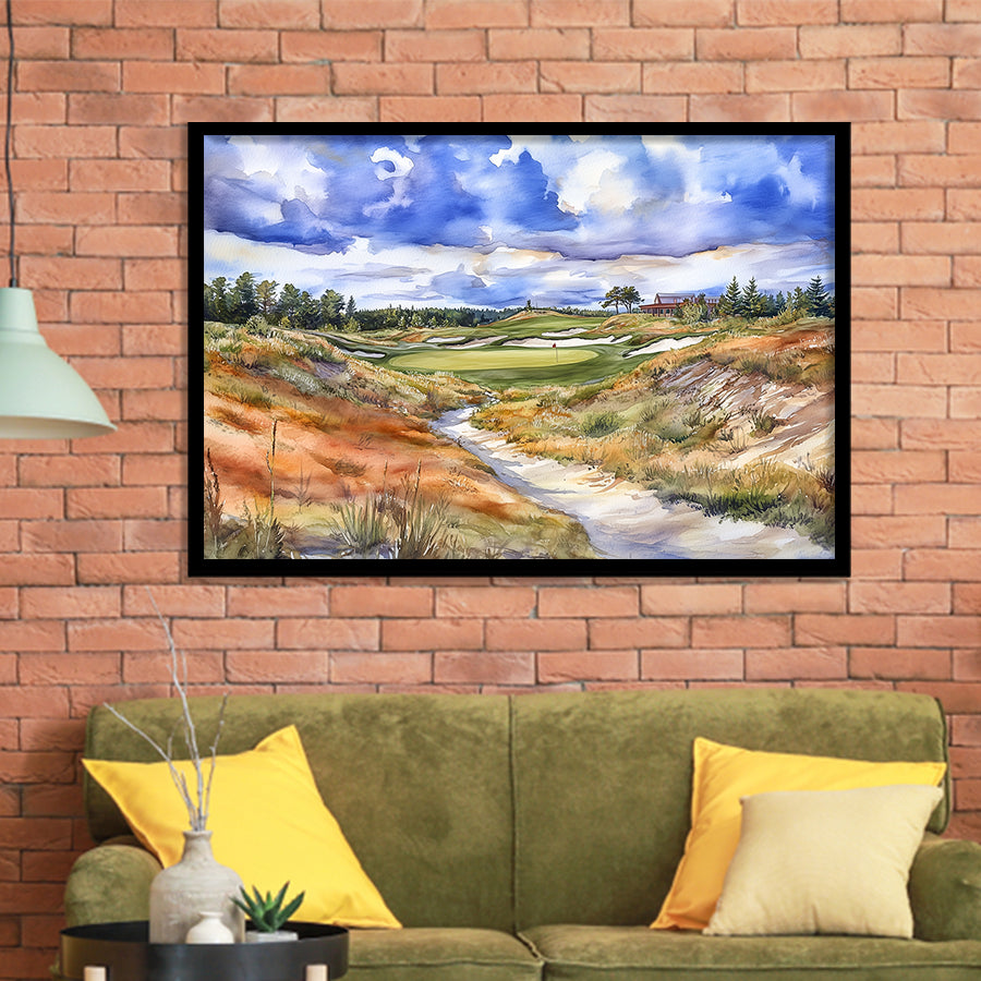 Watercolor Painting Sand Valley Golf Resort V2, Golf Art, Gift for him, Framed Art Prints Wall Decor