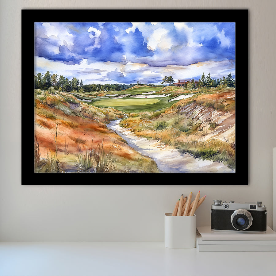 Watercolor Painting Sand Valley Golf Resort V2, Golf Art, Gift for him, Framed Art Prints Wall Decor